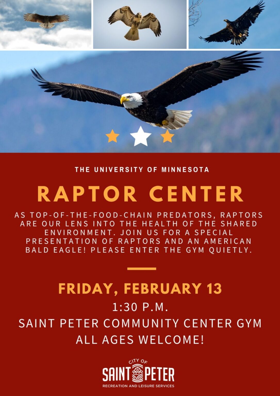 Buff Raptor Centres Raptor Center - St. Peter Chamber